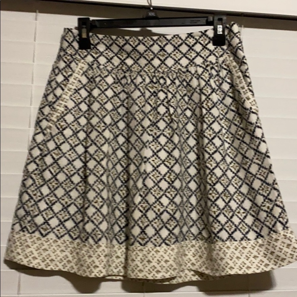 Loft Linen blend blue and white A-line mini skirt
